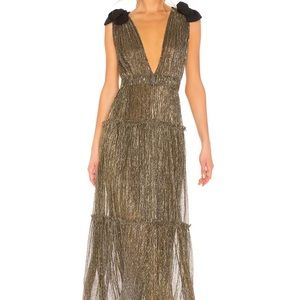sabina musayev ray dress in gold